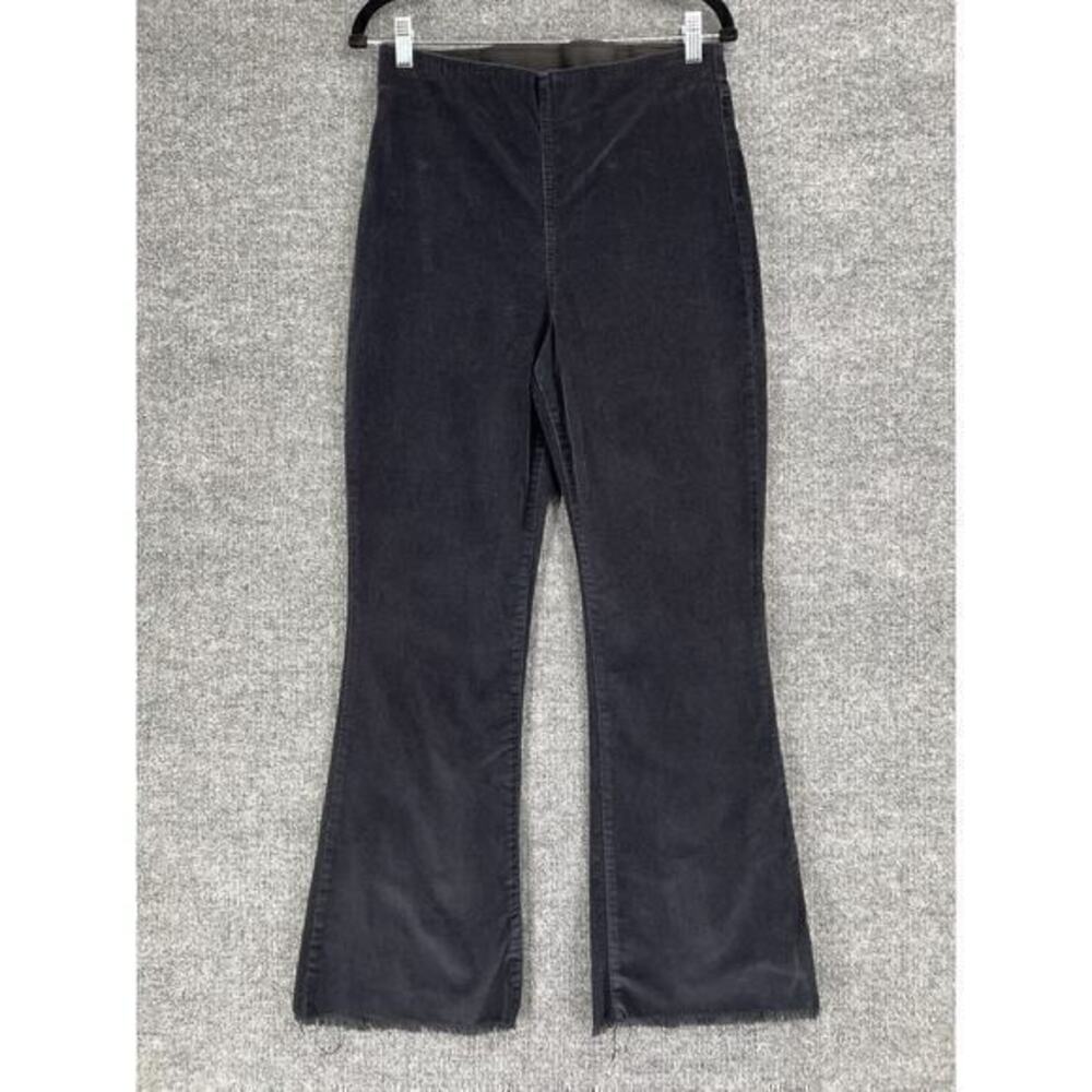 Knox Rose Corduroy Pull On Flare Pants Womens 10 Black High Rise Raw Hem Boho